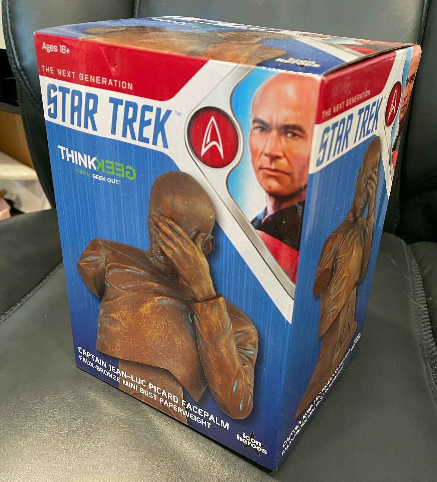 Captain Picard Facepalm Bust Star Trek Bronze Resin 6”
