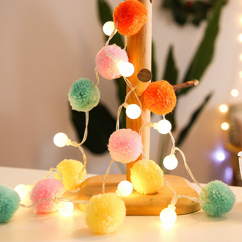 2m 12led Small Lantern String Light Starry Hair Ball Decorative Light Christmas