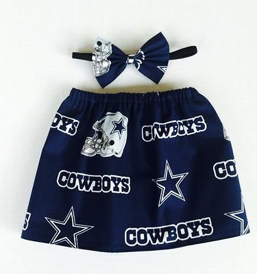 Nfl Dallas Cowboys Baby Girl Football Skirt And Matching Bow Newborn -18 Months
