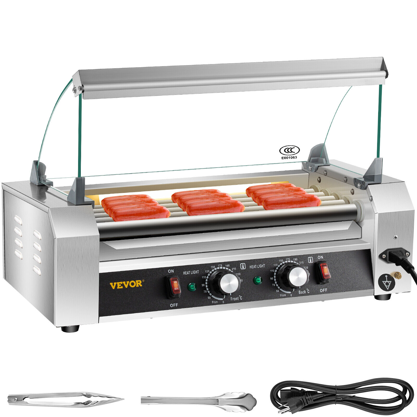 Vevor Electric 12 Hot Dog 5 Roller Grill Cooker Machine W/ Cover 750w Stainless
