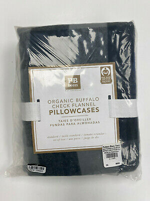 Pottery Barn Teen Set Of 2 Buffalo Check Organic Flannel Standard Pillowcases