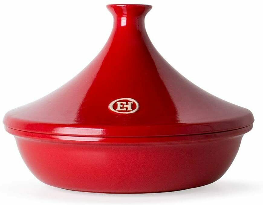 New Emile Henry Flame Ceramic Tagine 2.6 Quart Red Cone Lid - Versatile Cookware
