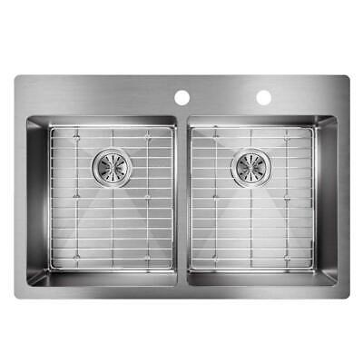 Elkay Kitchen Sink Stainless Steel Drop-in Undermount Double Bowl Bottom Grids