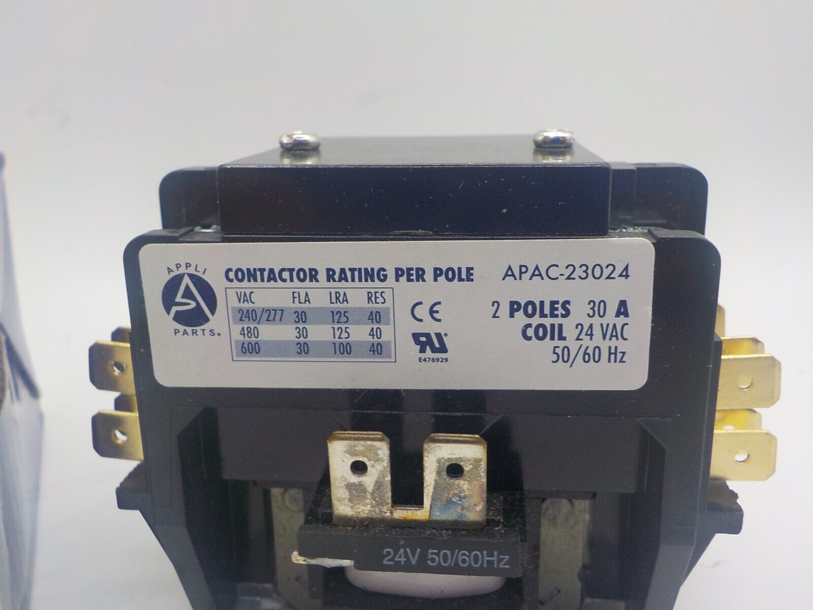 Appli Parts Apac-23024 Heavy Duty 2 Poles Contactor 30 Amp 24 Volts Coil Replace