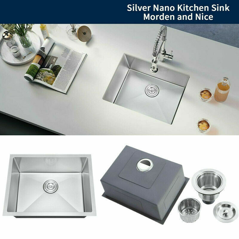 23" Undermount Single Bowl Kitchen Sink Stainless Steel Handmade Bar Sink