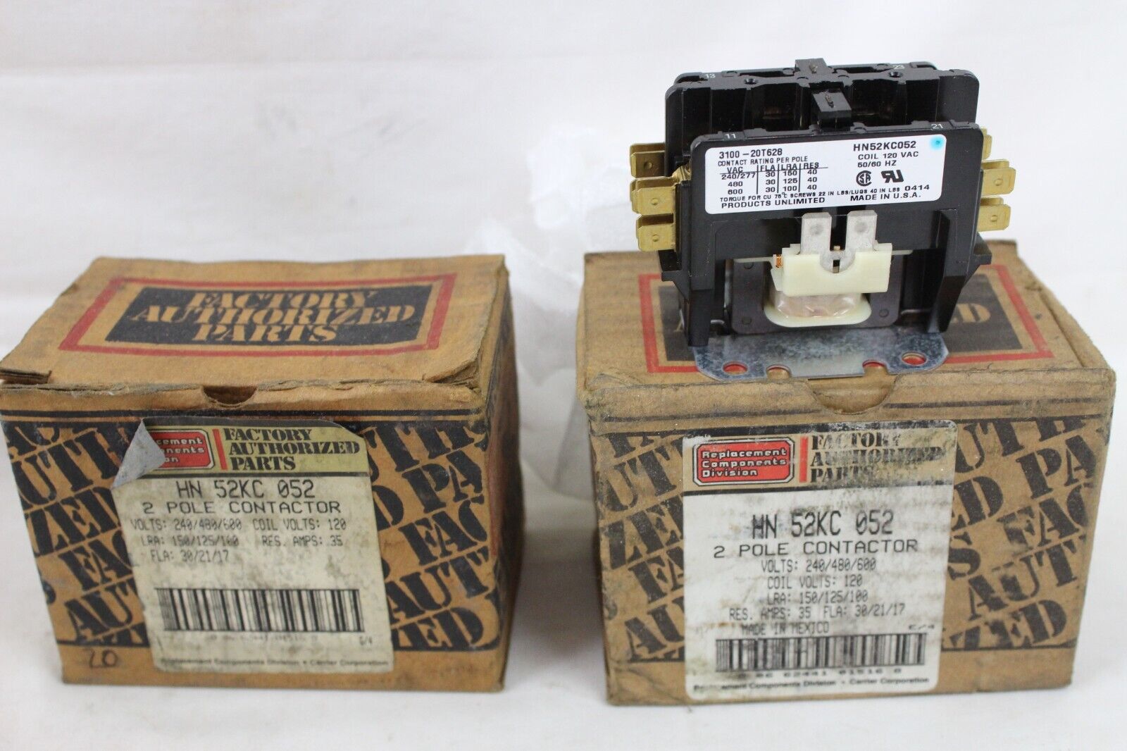 2 New Factory Authorized Part Hn 52kc 052 Contactor 2 Pole 240v 35 Amp Coil 120v