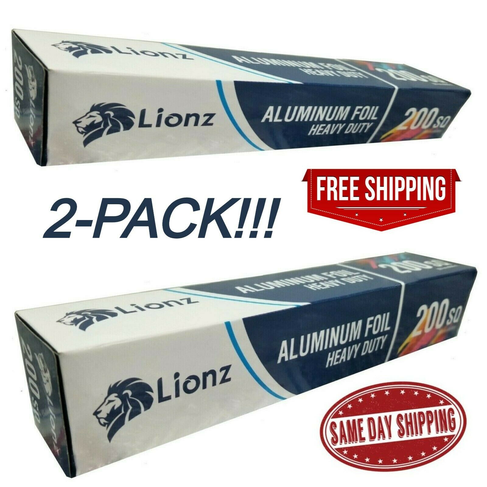Aluminum Foil Roll 400 Sq Ft Lionz Wrap Measuring 12" X 200' Tinfoil Hd (2-pack)