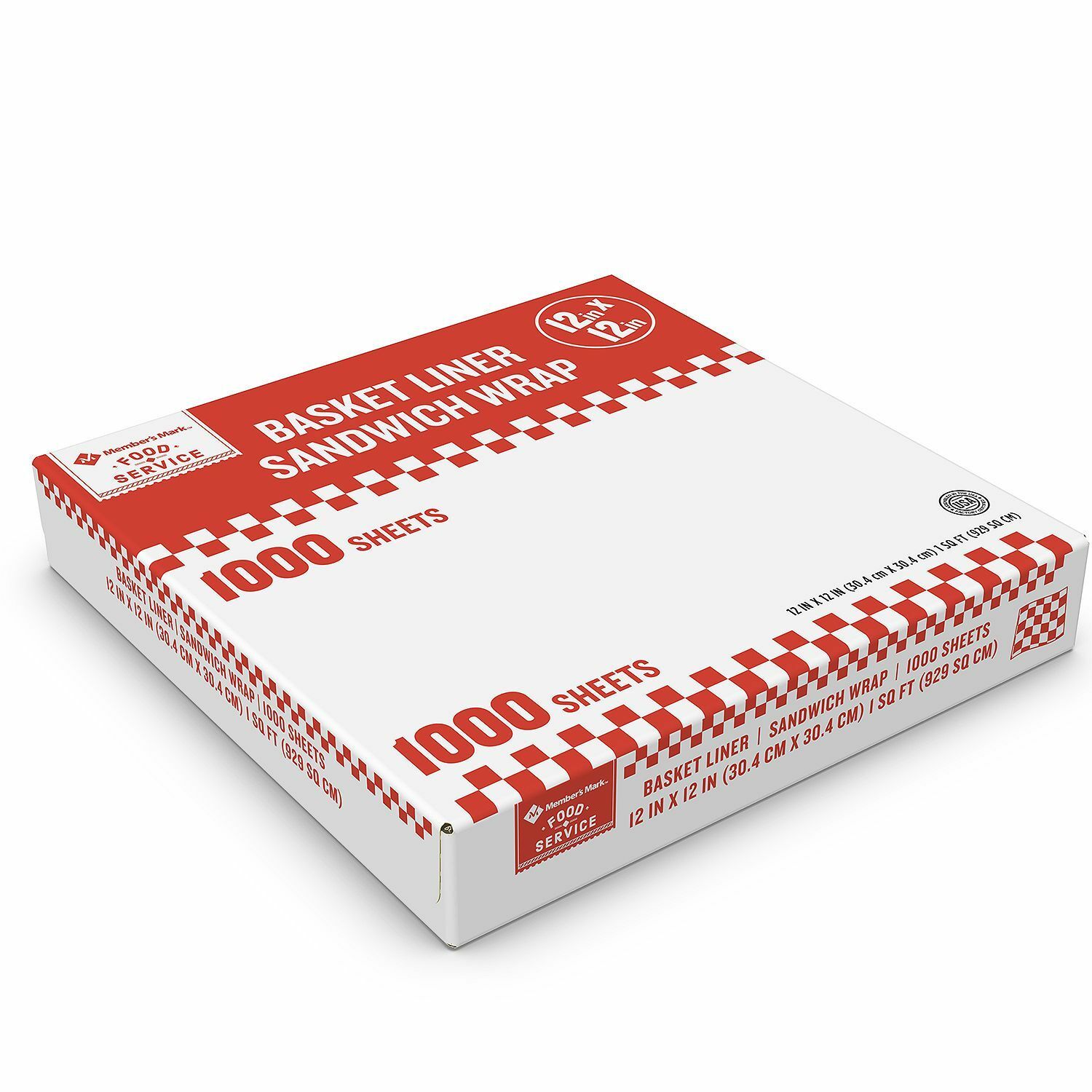 Restaurant Deli Paper Food / Basket Liner Wrap, 12"x12" Red Checkered, 1000ct