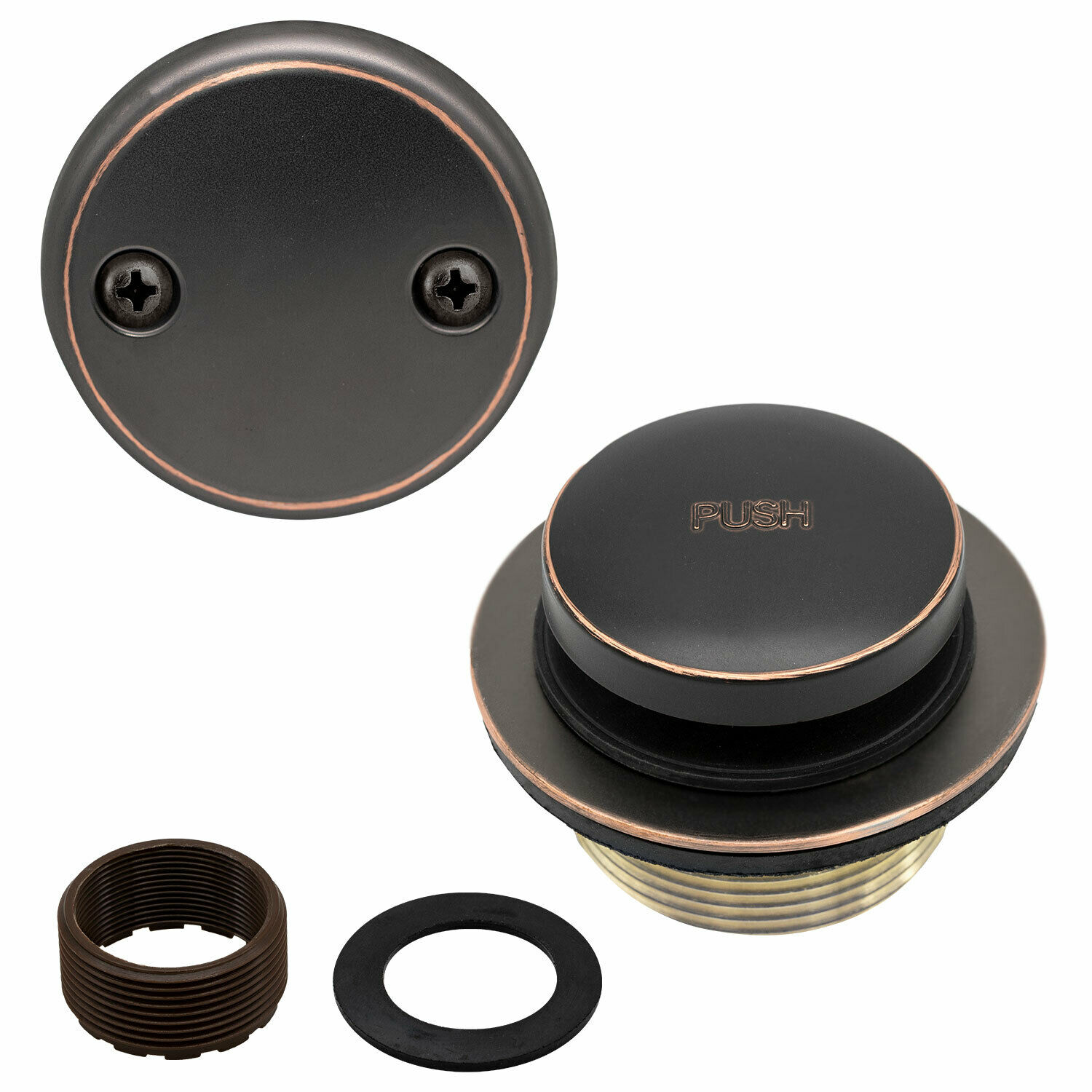 Toe Touch Tub Drain Replacement Bathtub Overflow Cover Kit, Oil Rubbed Bronze