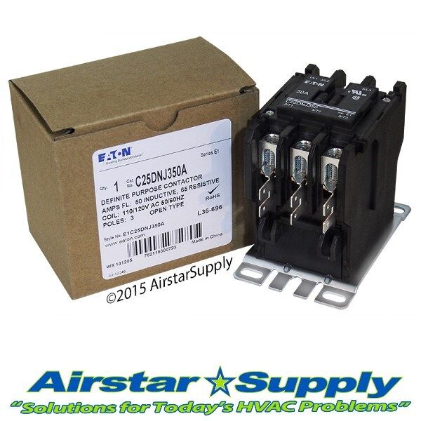 C25dnj350a Eaton / Cutler Hammer Contactor - 50 Amp • 3 Pole • 110/120v Coil