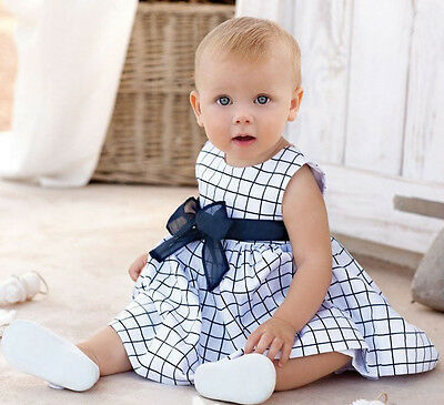 Toddler Baby Girls Skirt Cotton Top Plaids Dress Outfit Kids Summer Clothes 1-3y