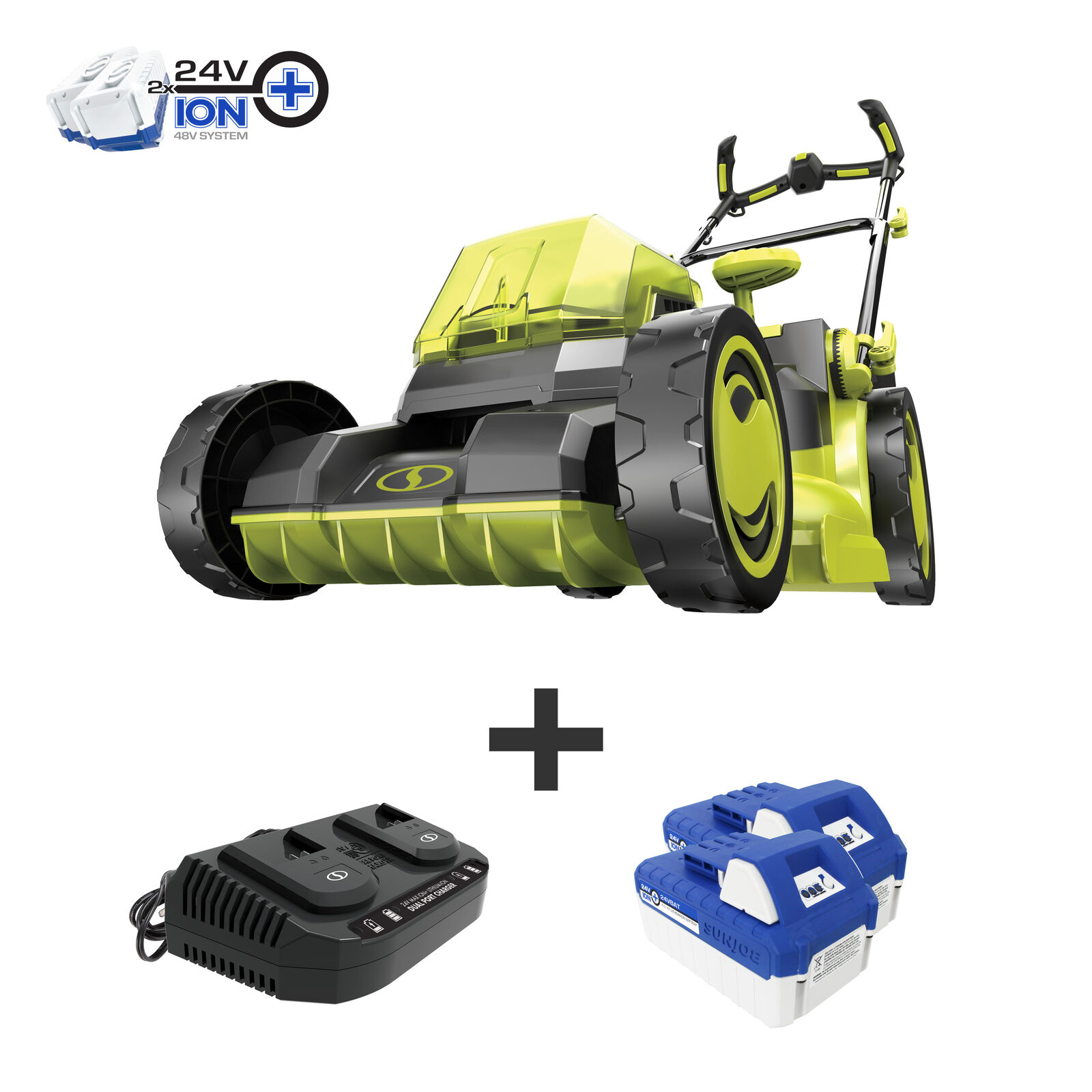 Sun Joe 24v-x2-16lm 48-volt Ion+ Cordless Brushless Lawn Mower Kit |
