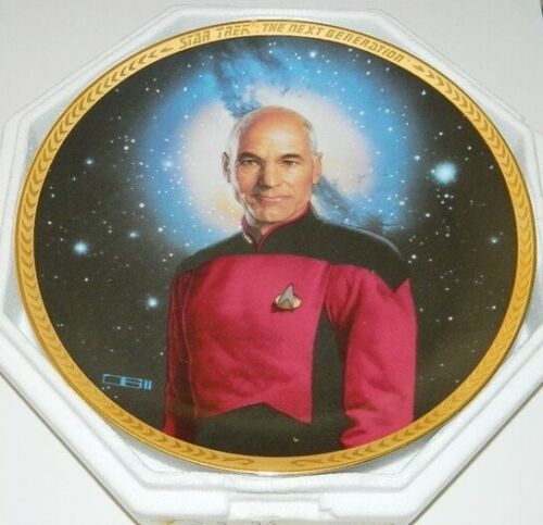 Star Trek The Next Generation Captain Picard Ceramic Plate 1993 Mint In Box Coa