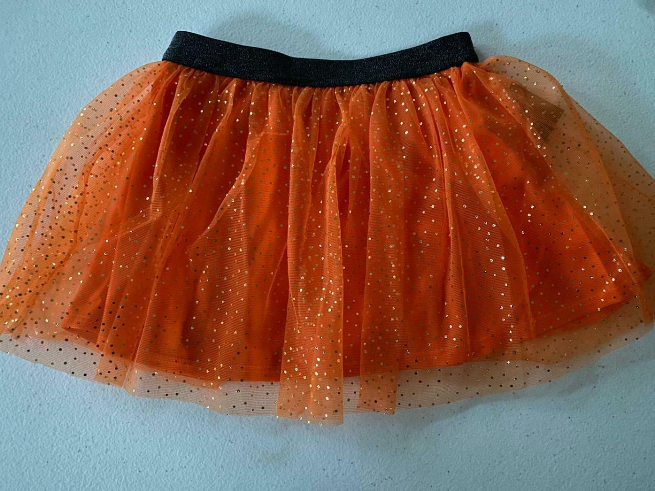 Girl's Toddler Halloween Orange Tutu Skirt With Gold New