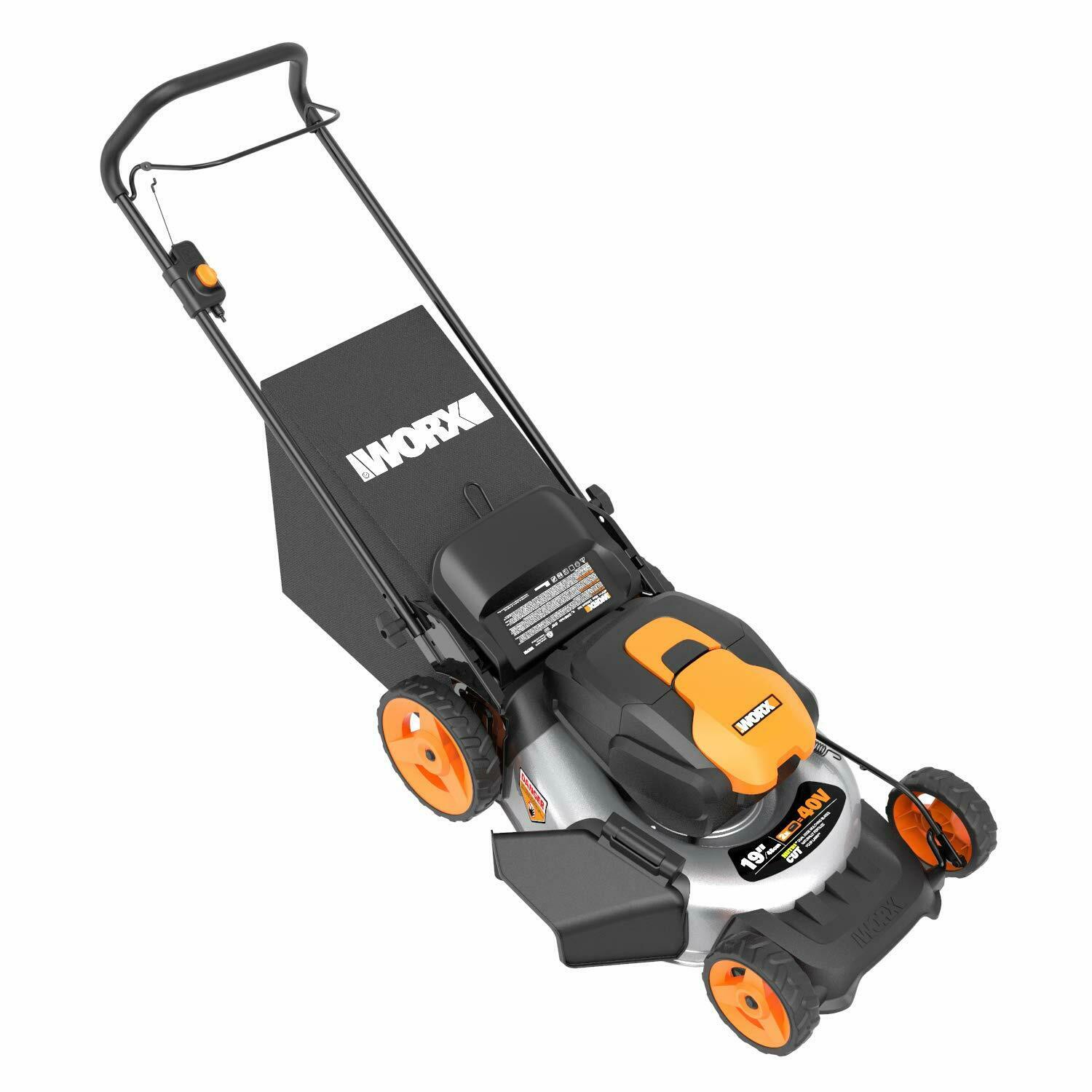 Worx Wg751 2x20v 20" Cordless 5.0ah Lawn Mower W/ Mulch Plug And Side Discharge