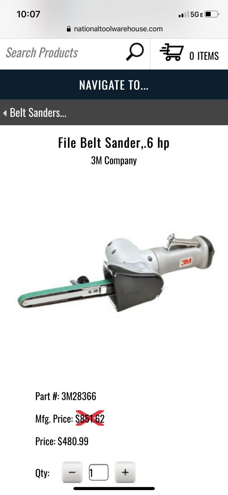 3m 28367 File Belt File Grinder Kit,12"x1/2",cordless