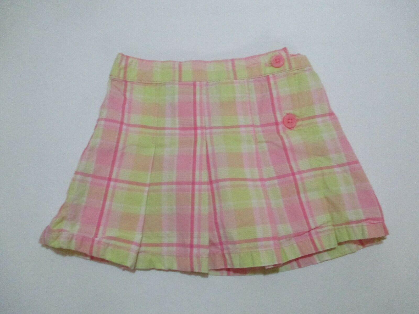 Toddler Girls Janie And Jack Summer Social Pink Plaid Pleat Skirt Size 12-18 Mon